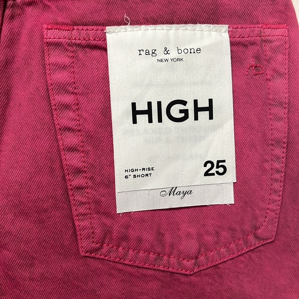 Rag & Bone Maya 6” Shorts Bright Fuchsia 25 Organic Cotton NWT - Picture 6 of 16
